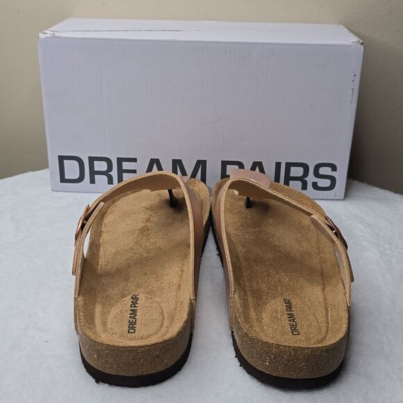 NIB DREAM PAIRS Women's Supportive Cork Flip Flops Sz US 9.5 Rose Gold - Picture 4 of 8